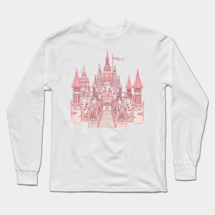 Pink Castle Line Art | Bunniesmee Wedding Edition Long Sleeve T-Shirt